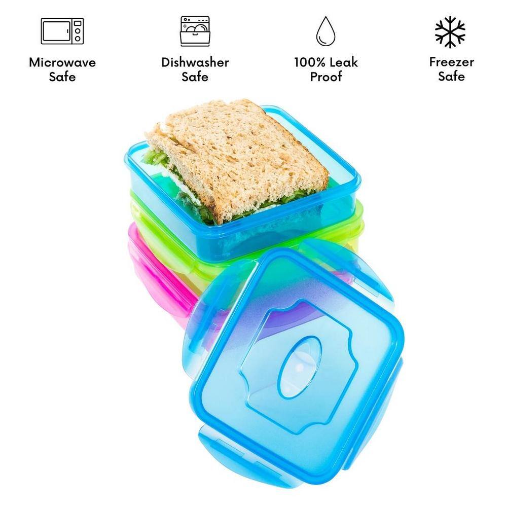 Colorful Plastic Lunch Box Container Set with Lids (3-Pack) - Hercitys