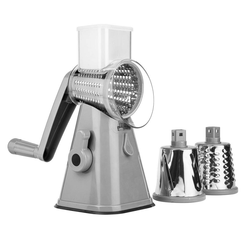 NutriSlicer 3-in-1 Spinning/Rotating Mandoline and Countertop Food Slicer and Grater in Grey - Hercitys