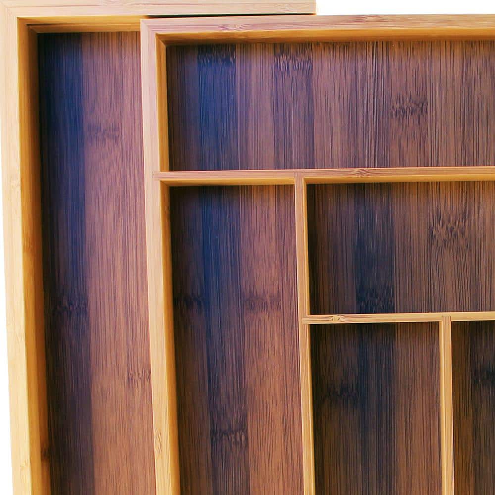 CooknCo Light Brown Bamboo 8-Slot Expanding Flatware Organizer - Hercitys