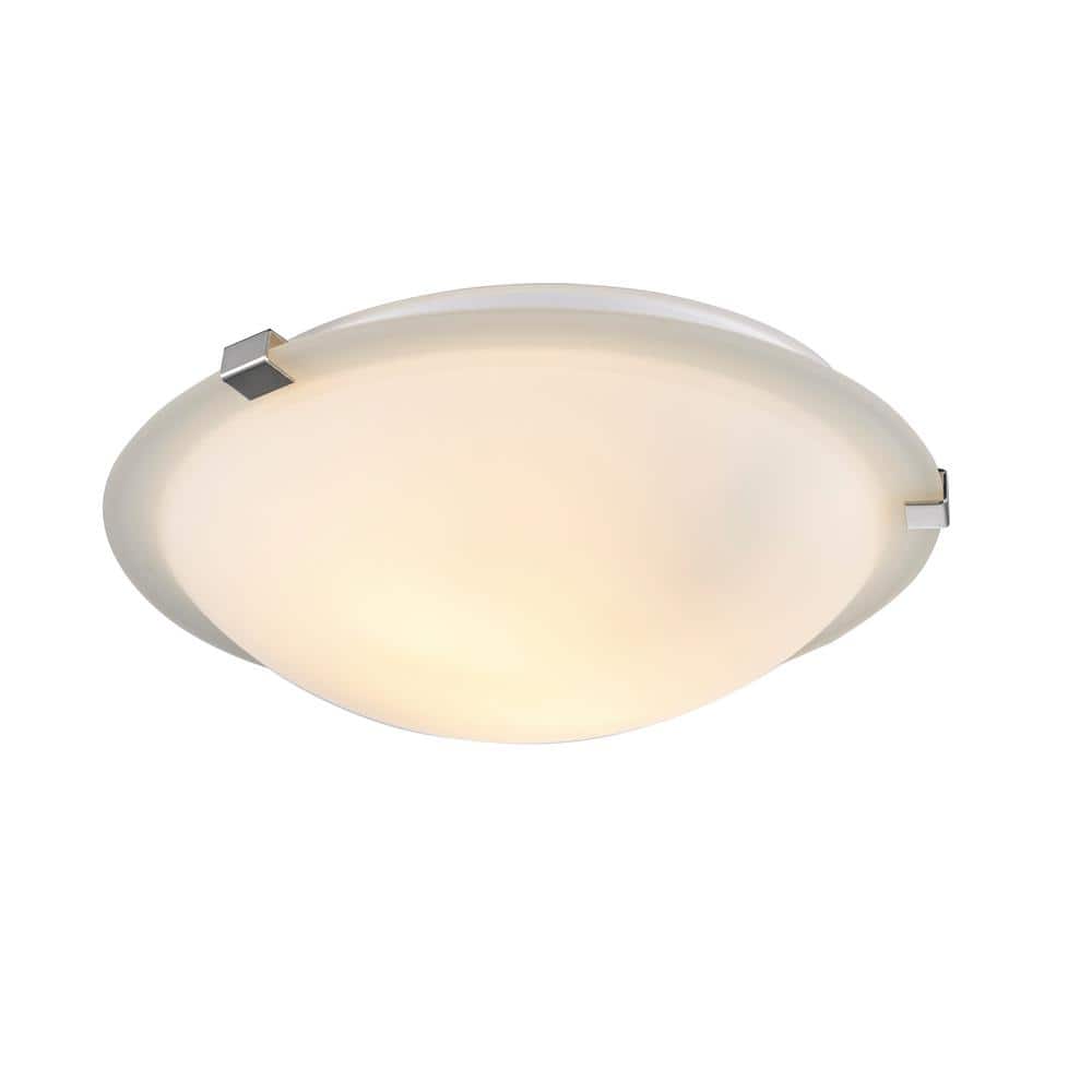 Neptune 12 in. 2-Light Brushed Nickel Flush Mount Ceiling Light Fixture with Frosted Glass Shade - Hercitys