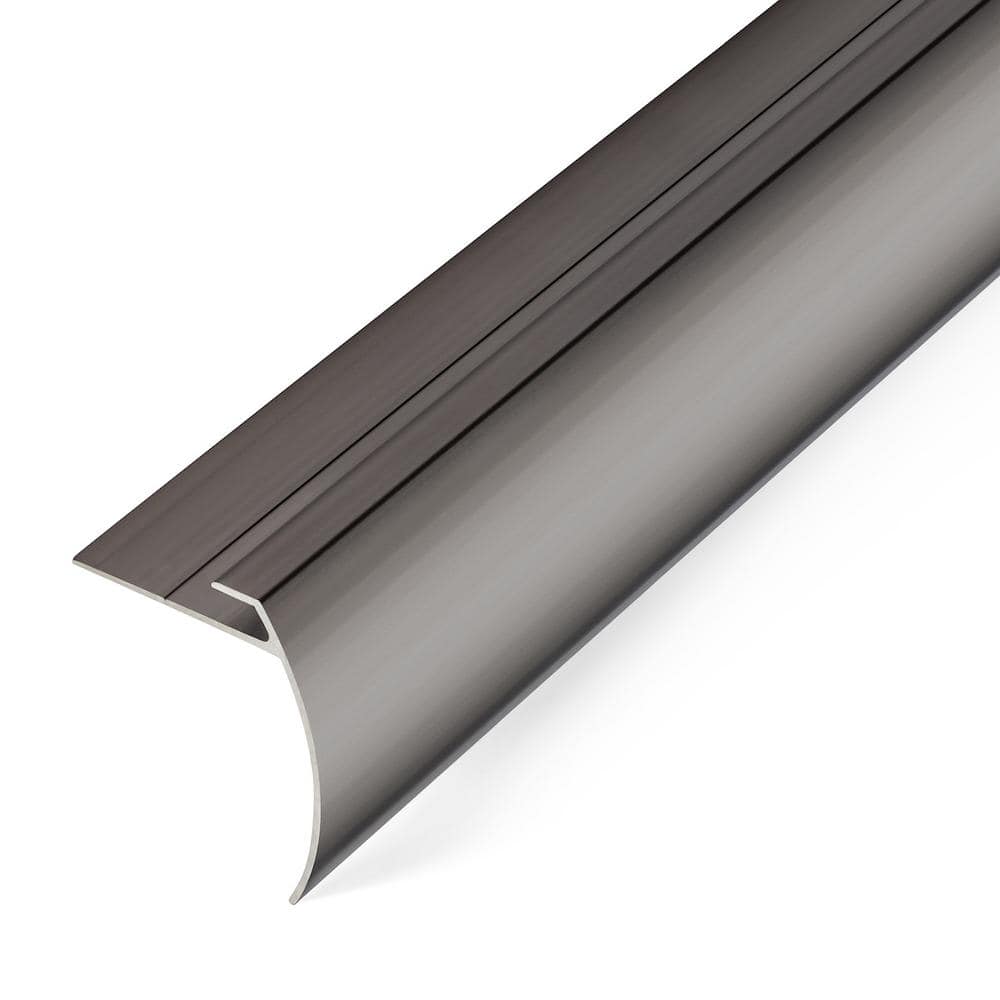 Satin Silver 8mm x 74 in. Aluminum Stair Nosing Floor Transition Strip - Hercitys