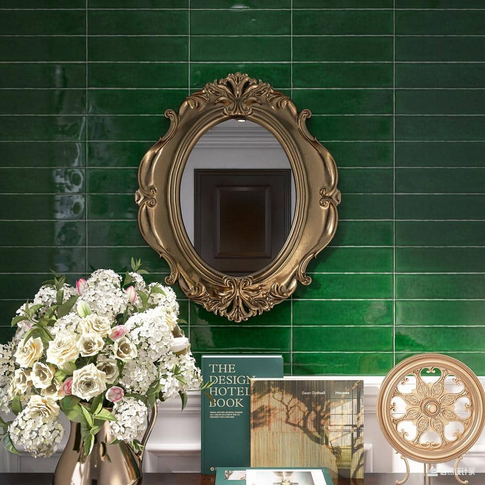 Rustic Victorian Green 2.95 in. x 11.81 in. Polished Ceramic Subway Wall Tile (10.76 sq. ft./Case) - Hercitys