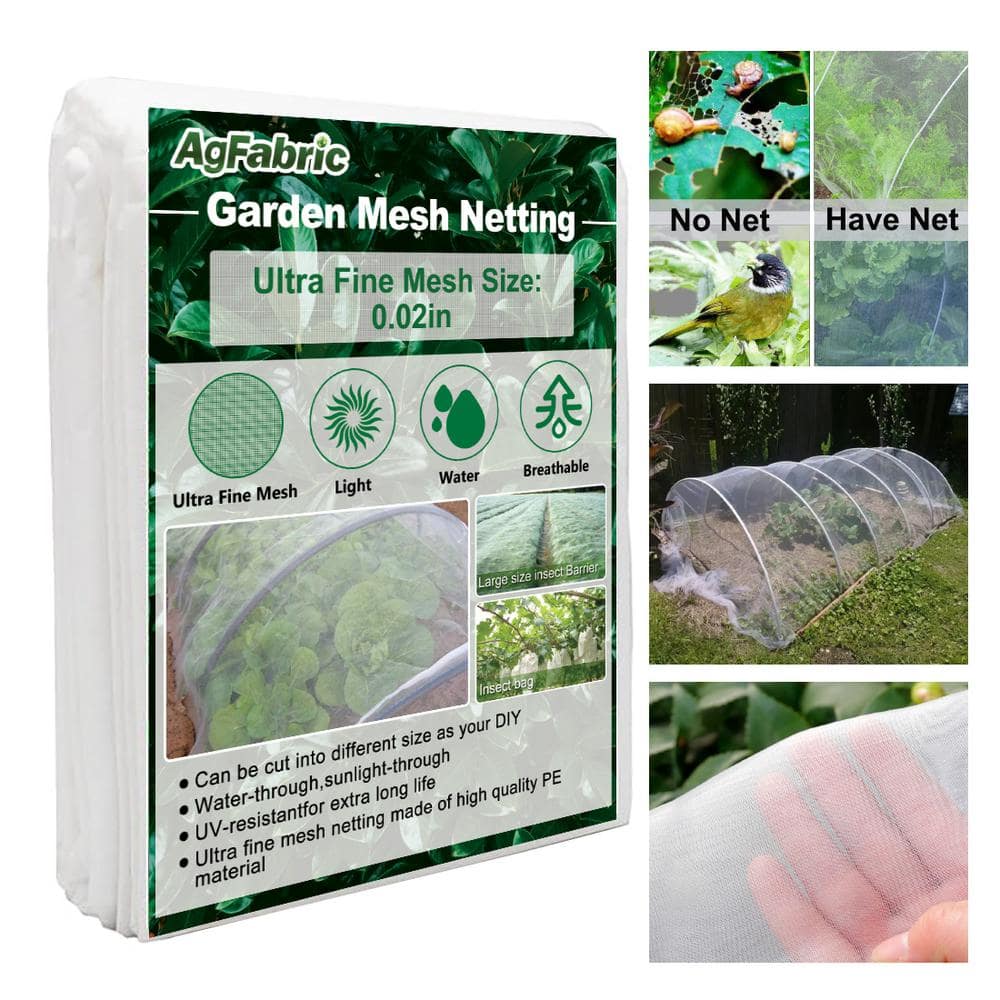 6.5 ft. x 25 ft. White Insect Barrier Screen and Garden Netting Protect Plants Against Bugs Birds Squirrels - Hercitys
