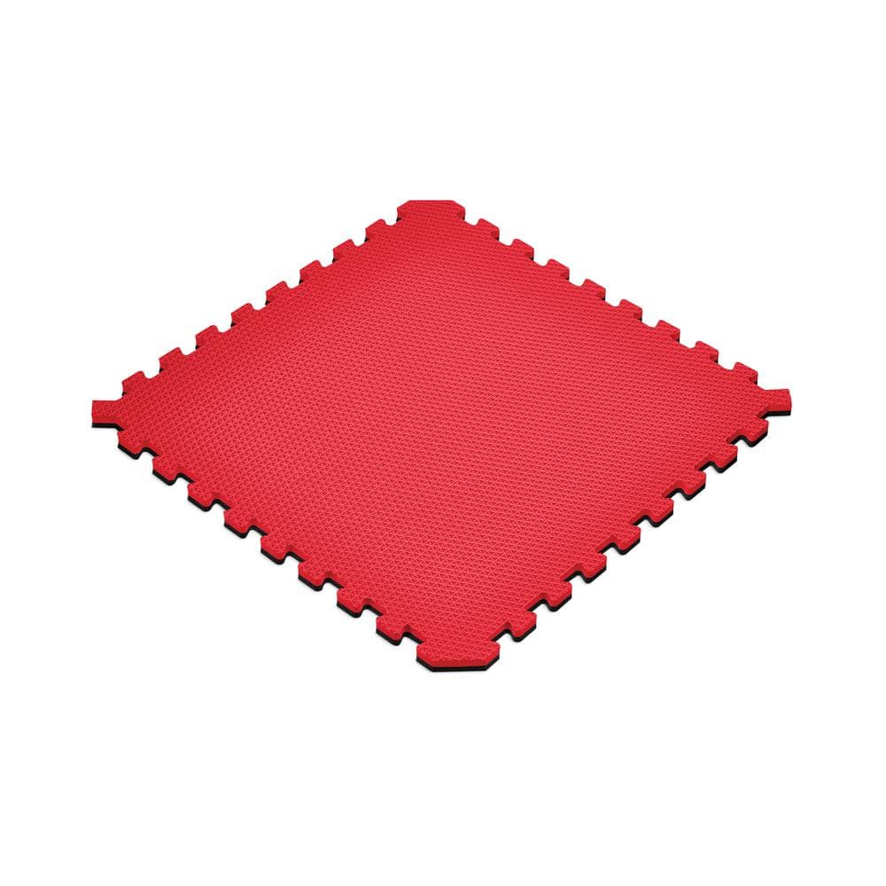 Red/Black 24 in. x 24 in. EVA Foam Truly Reversible Sport MMA Interlocking Tile (12-Tile) - Hercitys