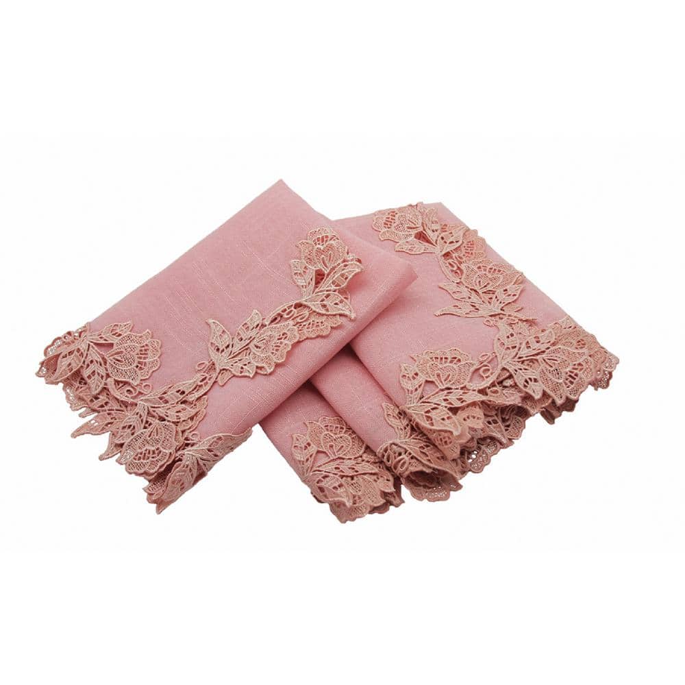 Rose Lace 20 in. x 20 in. Rose Quartz English Trim Napkins (Set of 4) - Hercitys