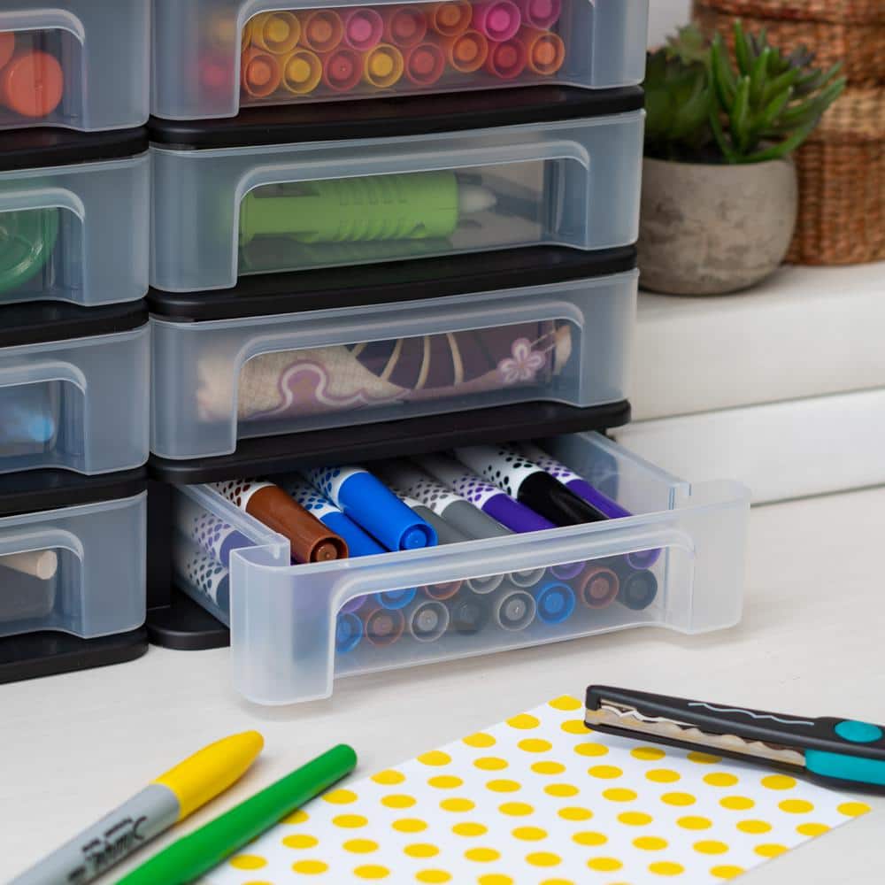 6.75 in. W x 8.88 in. H Compact Desktop System with 4 Drawers in Black (2-Pack) - Hercitys