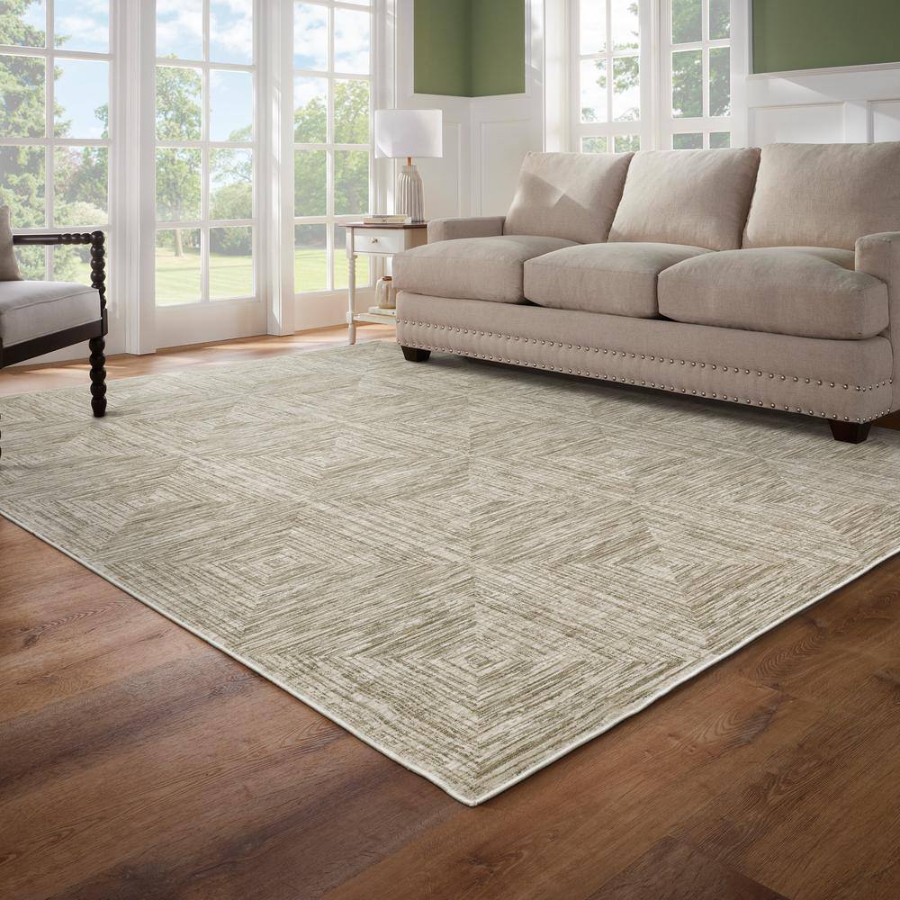 Catalina Natural 5 ft.3 in. X 7 ft. 3 in. Geometric Polypropylene/Polyester Area Rug - Hercitys