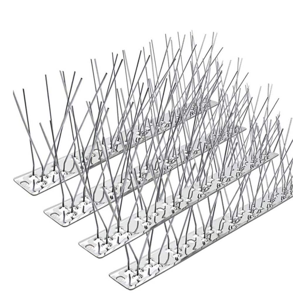 Stainless Steel Bird Spikes 5 Strips 4.1 ft. Coverage Easy to Install - Hercitys