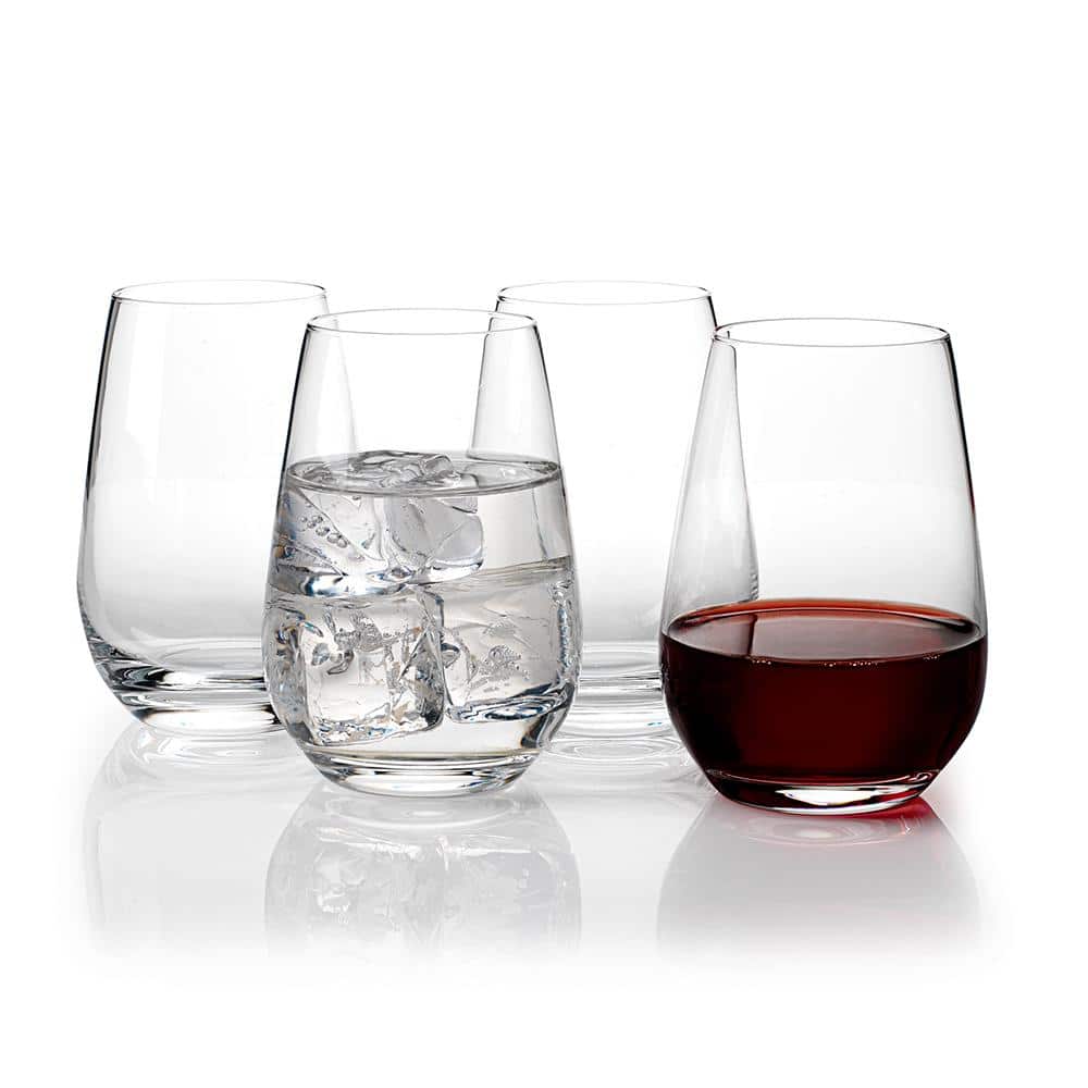 Voice Basics 13.25 fl. oz. Crystal Stemless Wine Glasses (4-Pack) - Hercitys