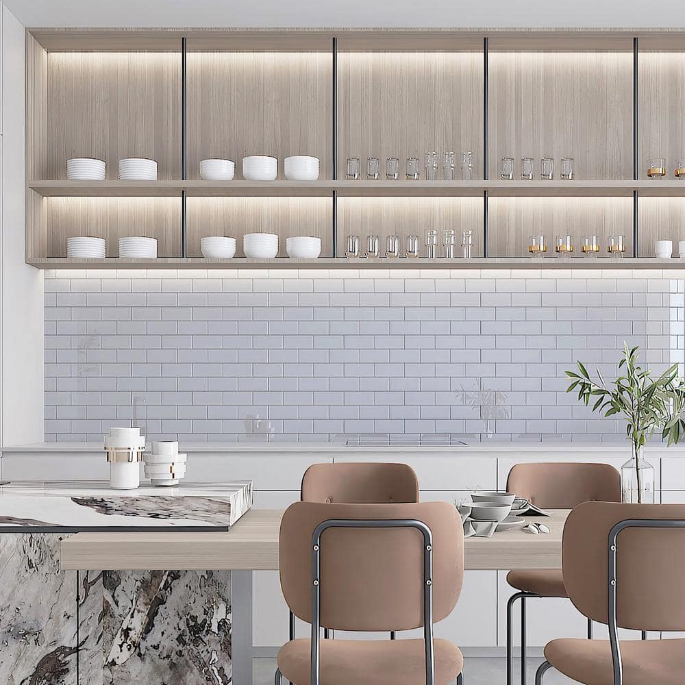 Lavender Gray 3 in. x 6 in. x 8mm Glass Subway Wall Tile (5 sq. ft./Case) - Hercitys