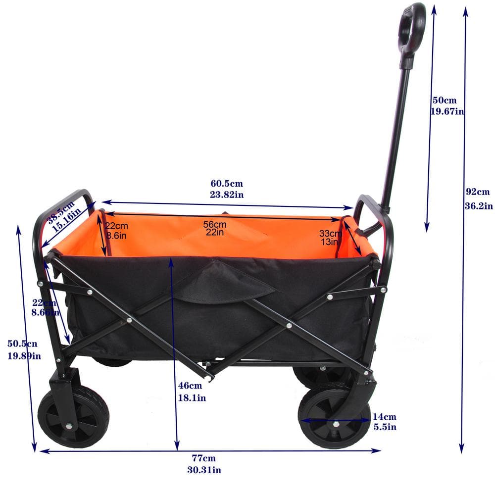 Capacity 3 cu. ft. Fabric Folding Wagon Garden Cart Shopping Beach Cart - Hercitys