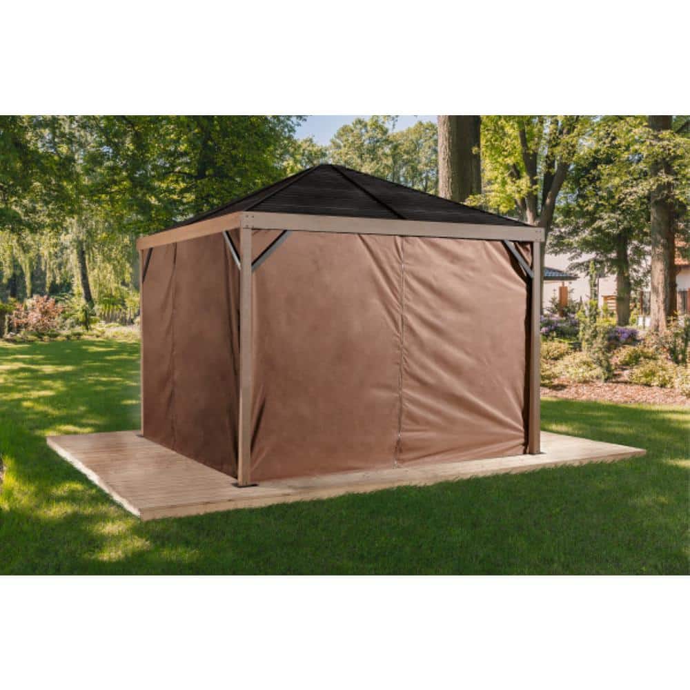 Sanibel 8 ft. x 8 ft. Brown Polyester Curtains For Gazebo - Hercitys