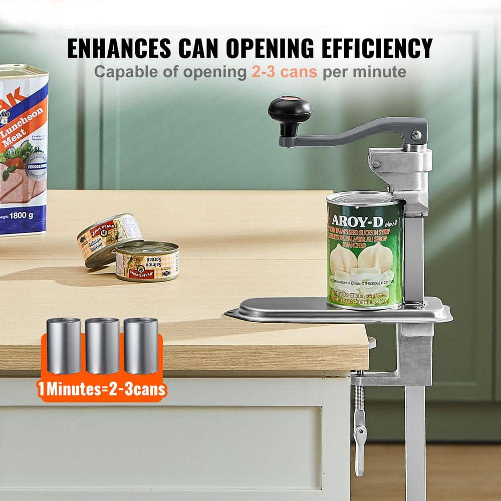 Manual Can Opener, Heavy Duty Table Clamp Opener for Large Cans, Adjustable Height Industrial Jar Opener - Hercitys