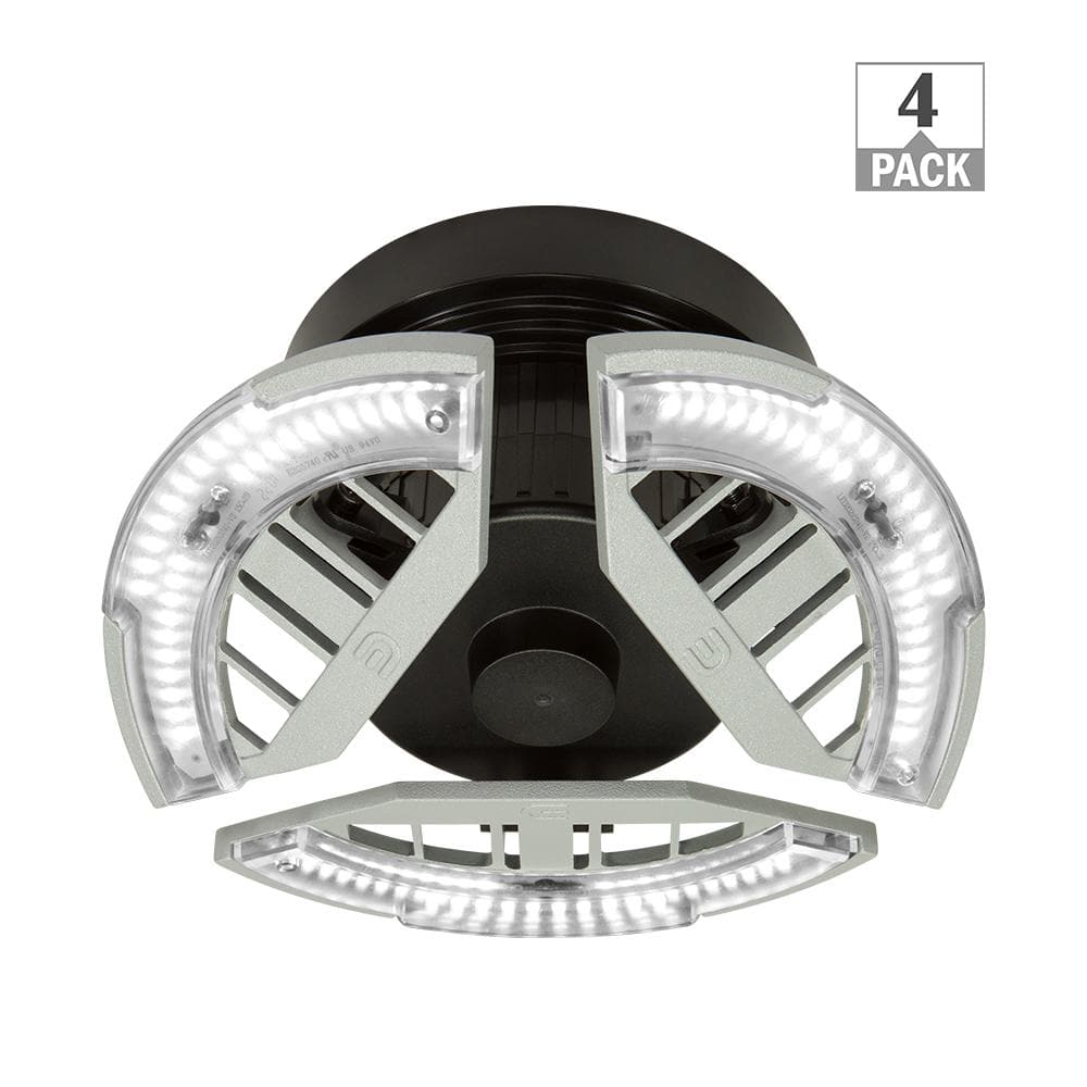 Spin Light 7 in. Three Adjustable Light Heads LED Flush Mount Ceiling Light Screws into Lamp Holder 3500LM 30W (4-Pack) - Hercitys