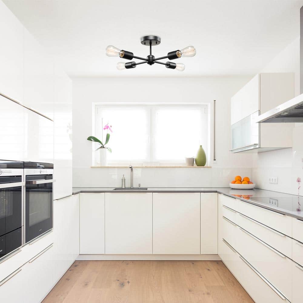 Vane 4-Light Matte Black Flush Mount Ceiling Light - Hercitys