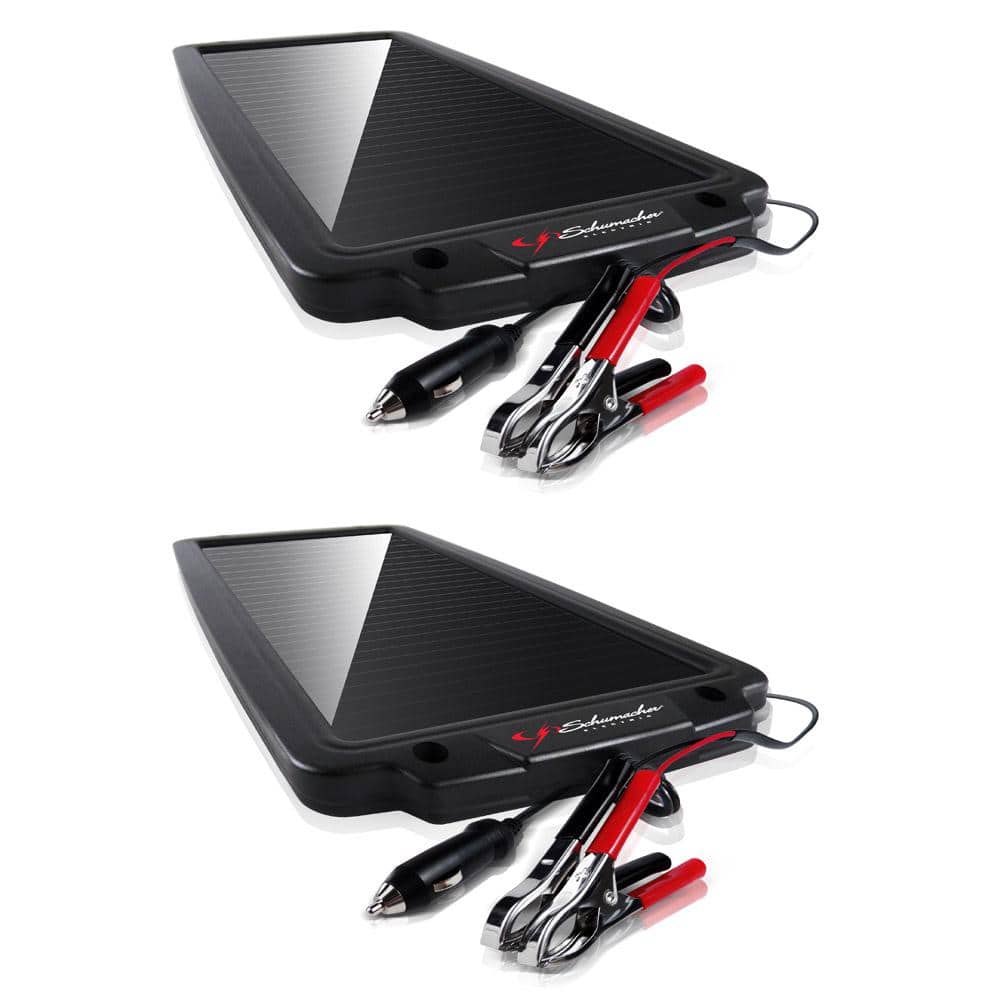 Automotive 12 Volt 2.4 Watt Solar Battery Maintainer with Quick-Connect ClAmps and DC Accessory Plug, Two-Pack Bundle - Hercitys