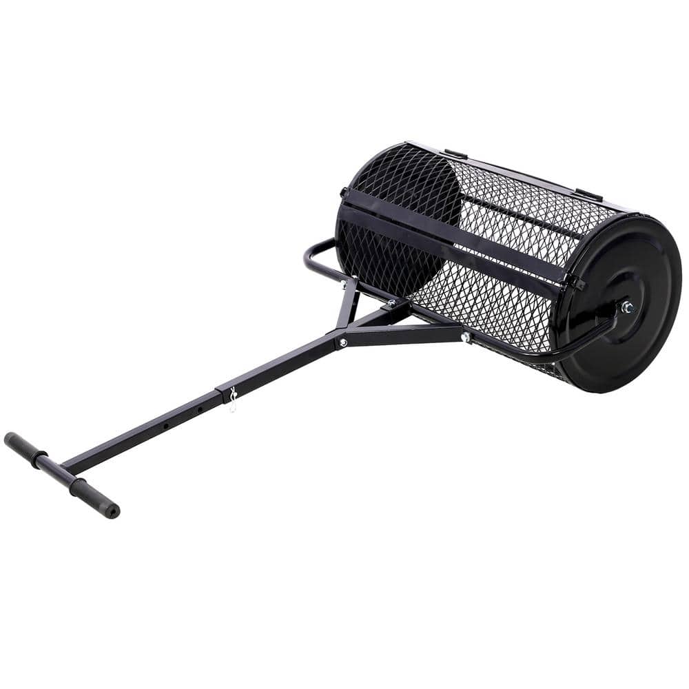 Ami Black 24″W x 13″D Steel T Shaped Handle Peat Moss Spreader Compost Spreader Metal Mesh Spreaders Roller - Hercitys