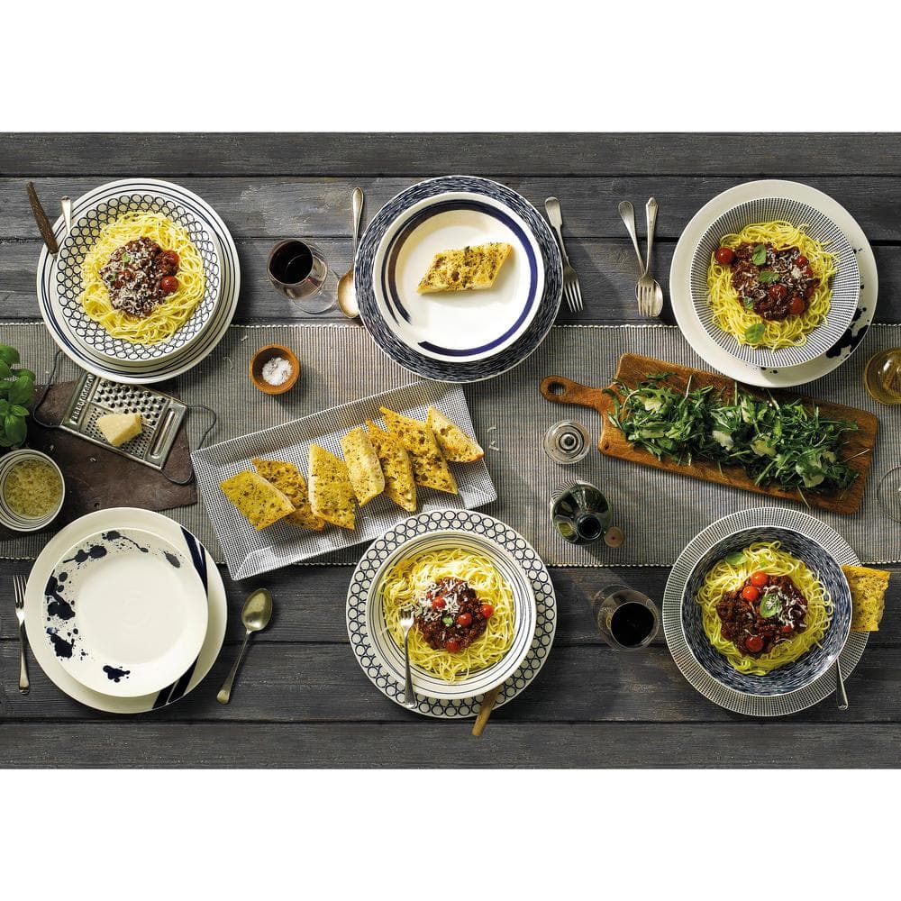 Pacific Mixed Pattern 6-Piece Blue and White Porcelain Dinner Plate Set (Service for 6) - Hercitys