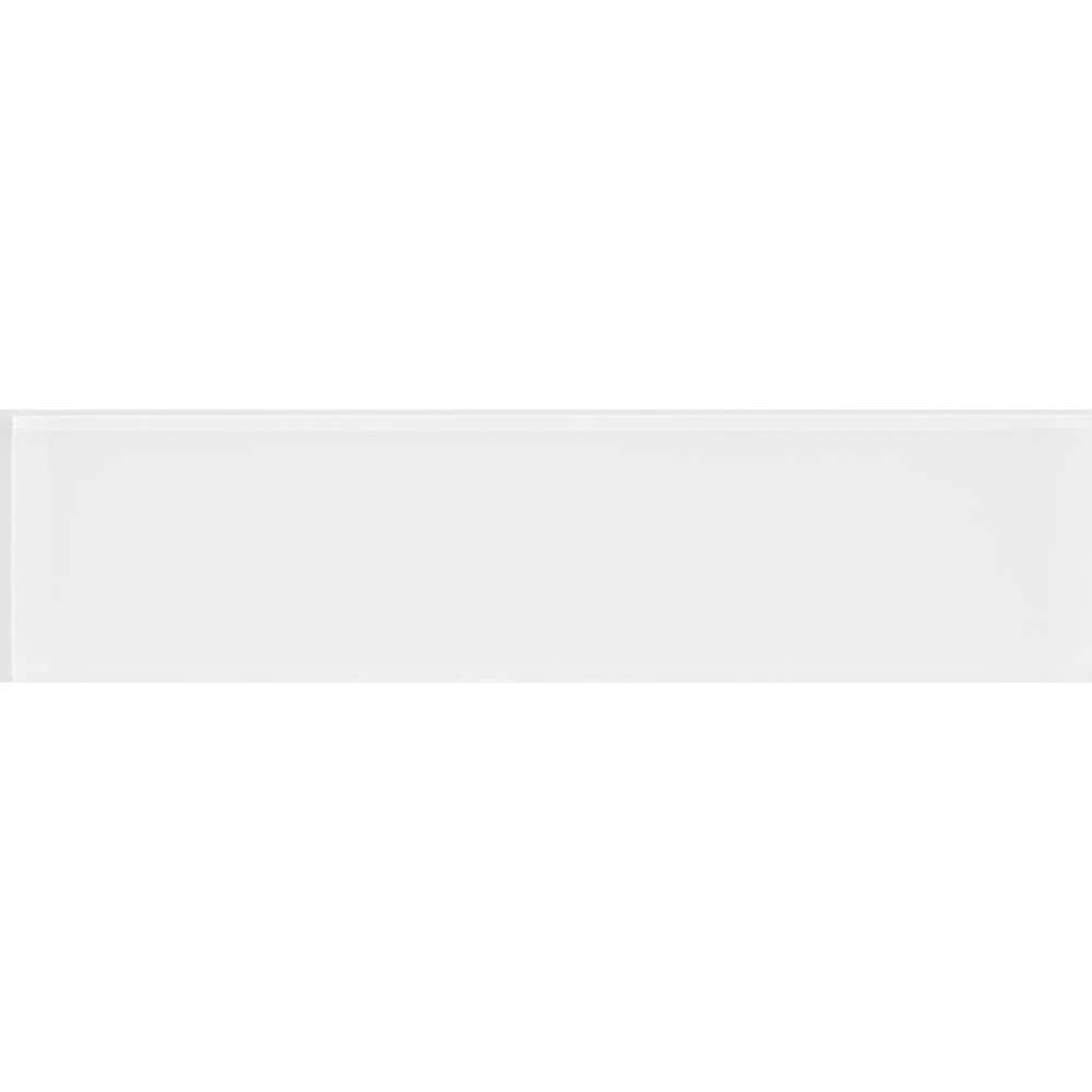 White 3 in. x 12 in. Polished Glass Mosaic Floor and Wall Tile (5 sq. ft./Case) - Hercitys