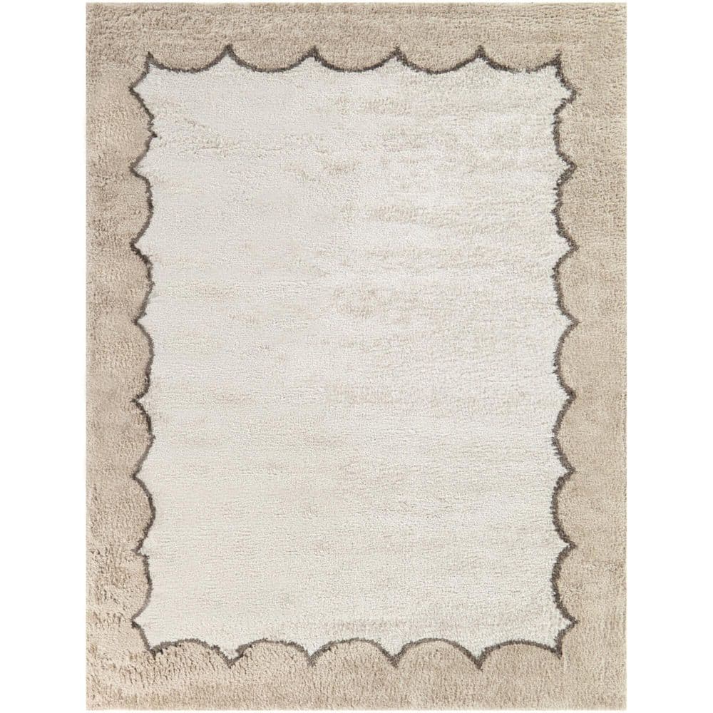 Callahan Taupe 5 ft. 3 in. x 7 ft. Border Area Rug - Hercitys