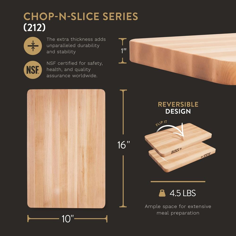 Wood 16 in. x 10 in. Rectangular Maple Chop N Slice Reversible Cutting Board - Hercitys