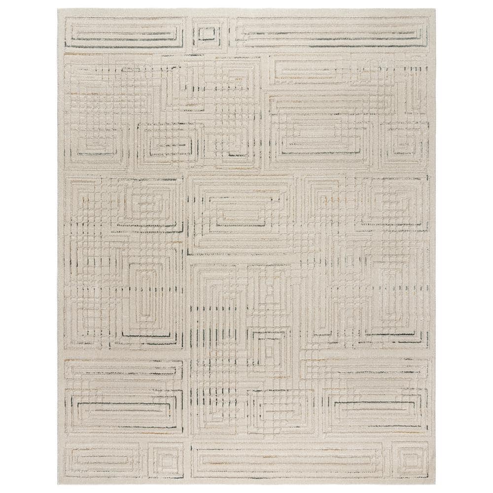Trevi Vania Cream 5 ft. x 7 ft. Geometric High-Low Indoor Area Rug - Hercitys