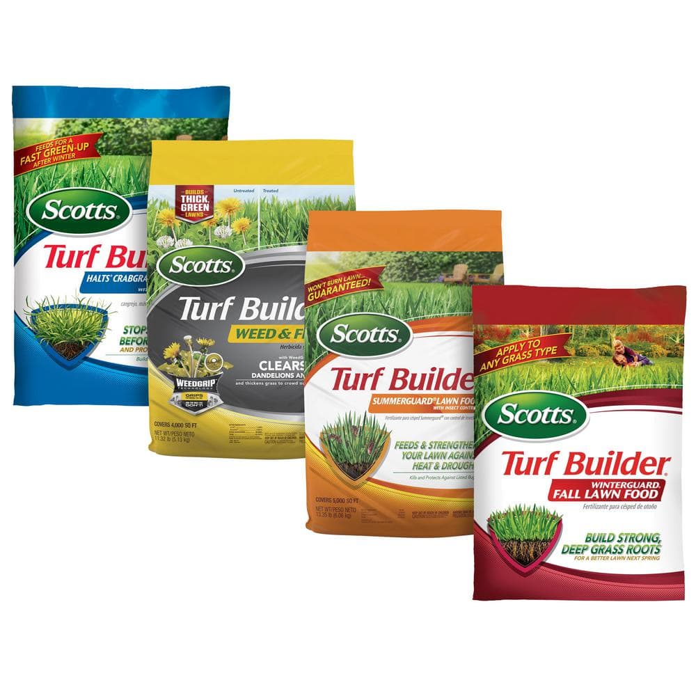 Turf Builder 4-Bag Lawn Fertilizer for Small Lawns with Halts, Weed and Feed5, SummerGuard and WinterGuard Lawn Food - Hercitys