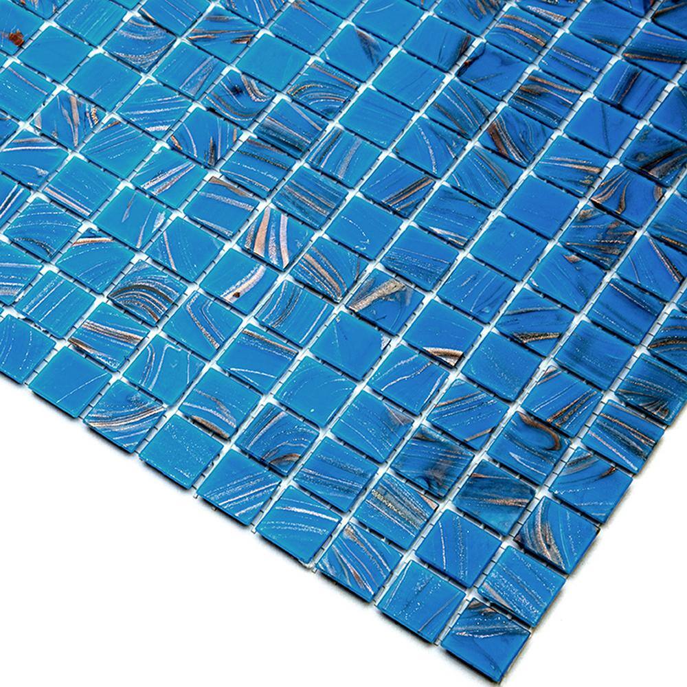 Celestial Glossy Rich Electric Blue 12 in. x 12 in. Glass Mosaic Wall and Floor Tile (20 sq. ft./case) (20-pack) - Hercitys