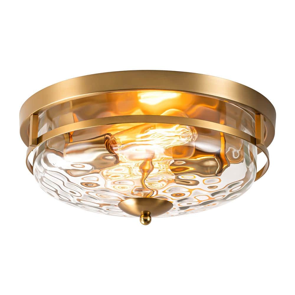 Wendy 12.9 in. 2-Light Brushed Gold Flush Mount Light - Hercitys