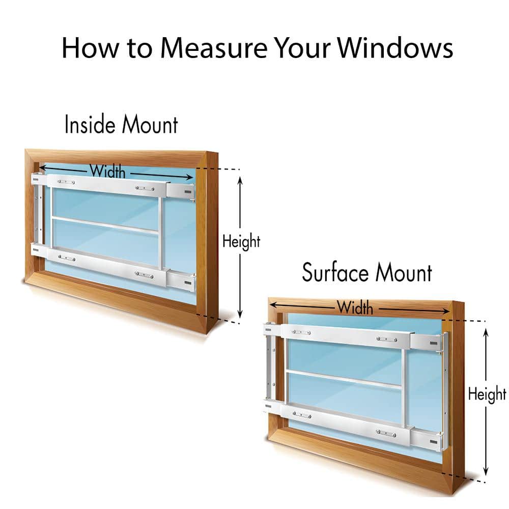 Fixed 21 in. to 28 in. Adjustable Width 8-Bar Window Guard, White - Hercitys