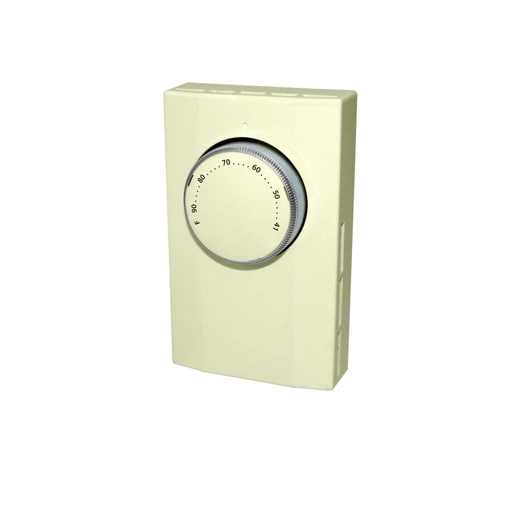 Line Voltage Double Pole Mechanical Bi-Metal Thermostat in Almond - Hercitys