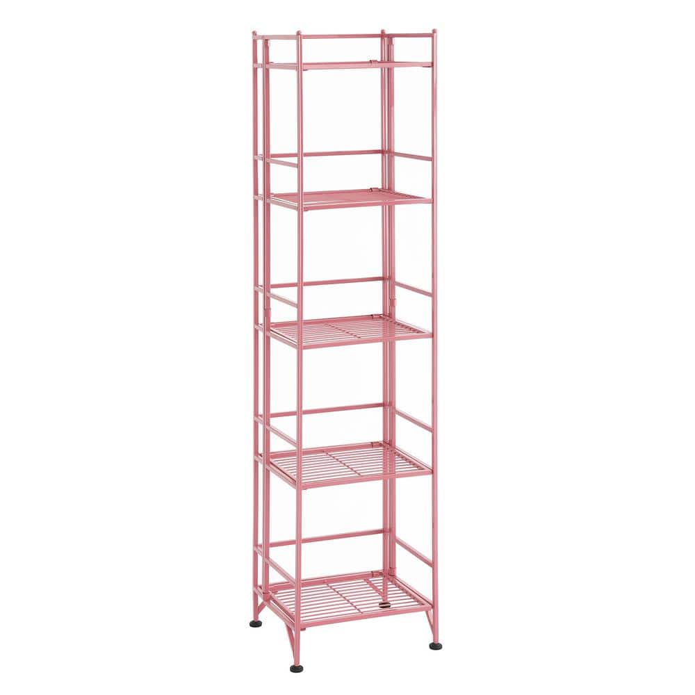 Xtra Storage 5-Tier Pink Metal Folding Shelf Unit (13 in. W x 57.5 in. H x 11.25 in. D) - Hercitys