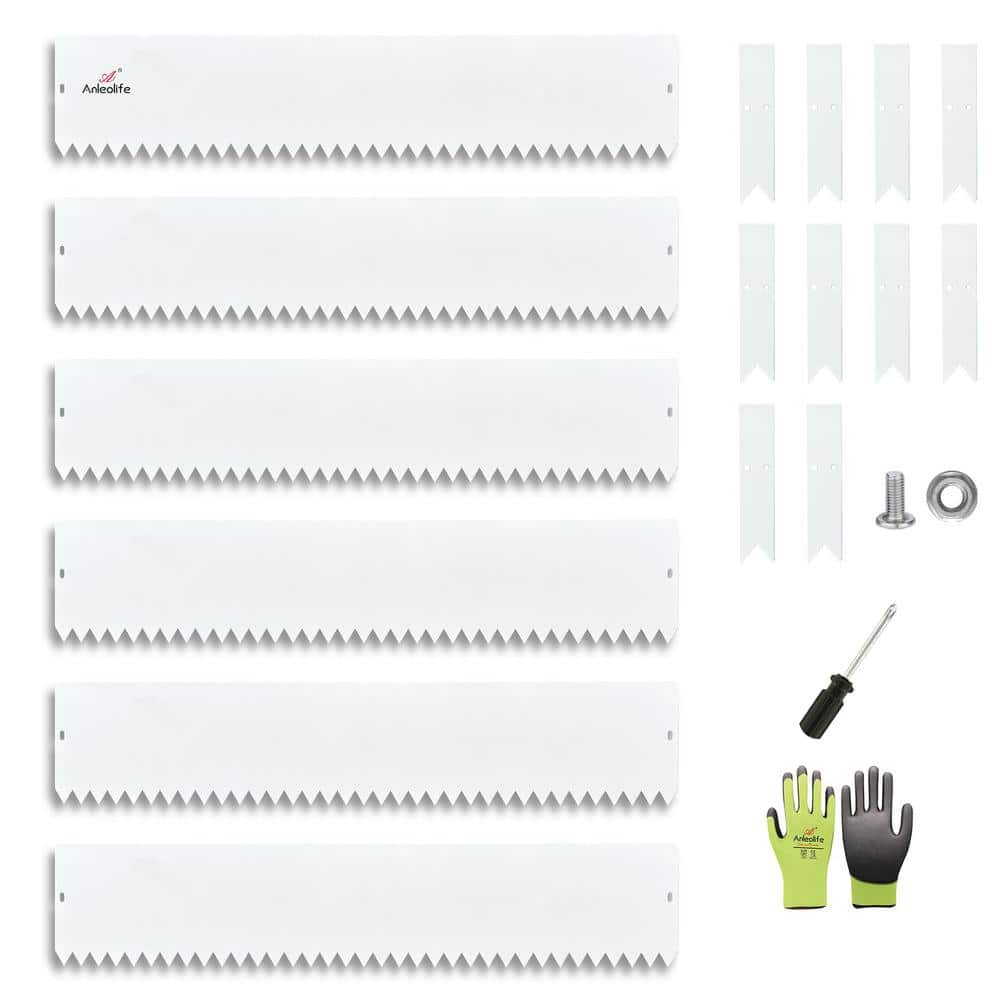 8 in. H x 40 in. W Antique White Garden Landscape Galvanized Steel Edging with Gloves and 10 Stakes (6 Pack) - Hercitys