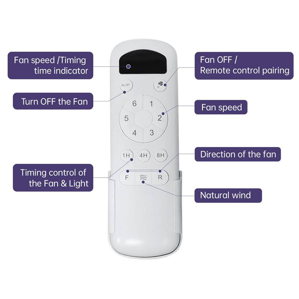 Hand-Held Remote Control System with Receiver and Wall Holder for Ceiling Fan - Hercitys