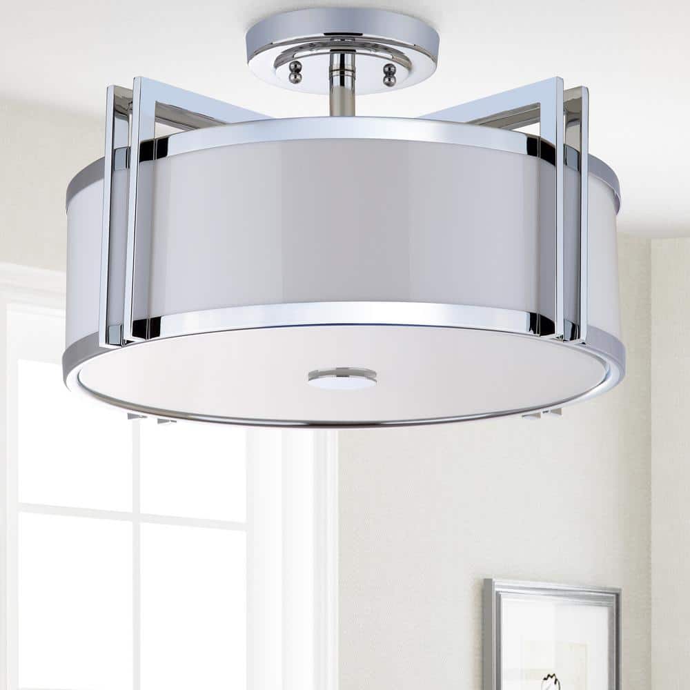 Orb 17 in. 3-Light Chrome Semi-Flush Mount Light - Hercitys