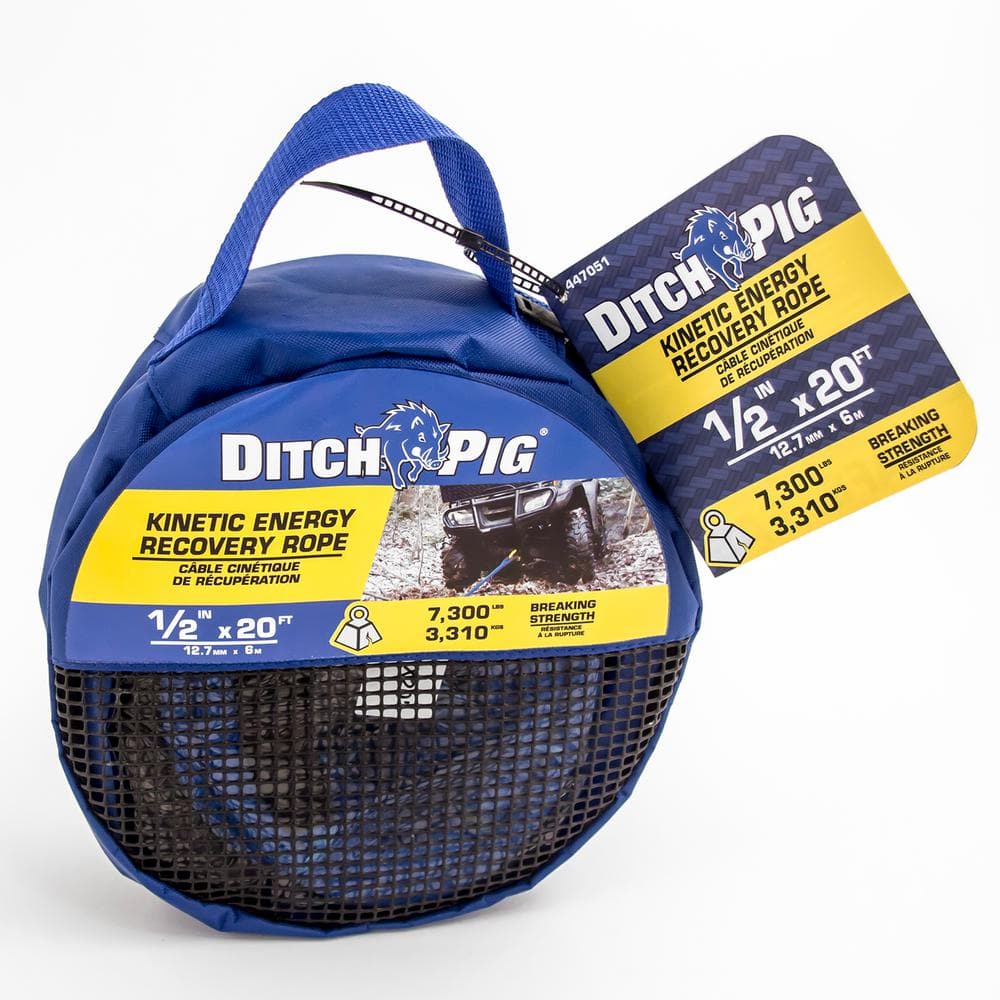DitchPig 1/2 in. x 20 ft. 7300 lbs. Breaking Strength Kinetic Energy Vehicle Recovery Rope - Hercitys