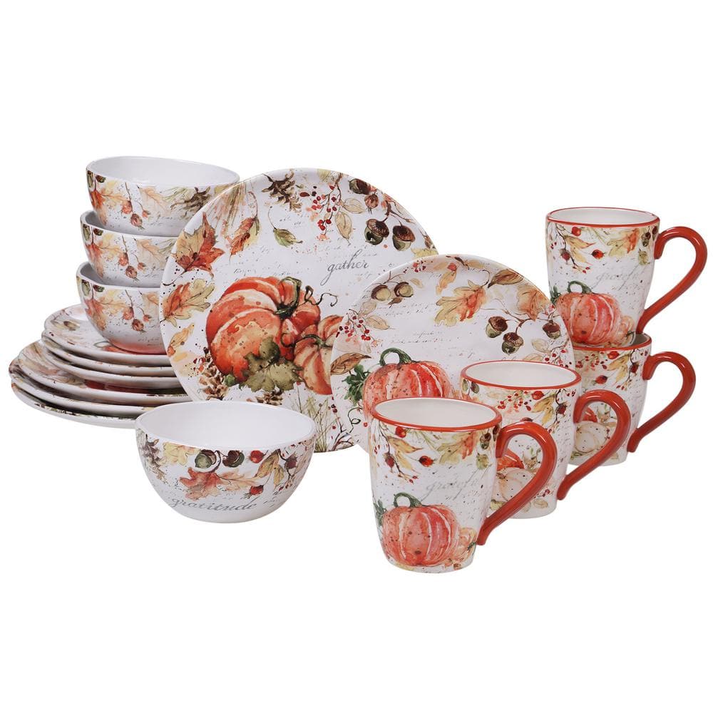 Harvest Splash 16-Piece Country/Cottage Multi-Colored Earthenware Dinnerware Set (Service for 4) - Hercitys