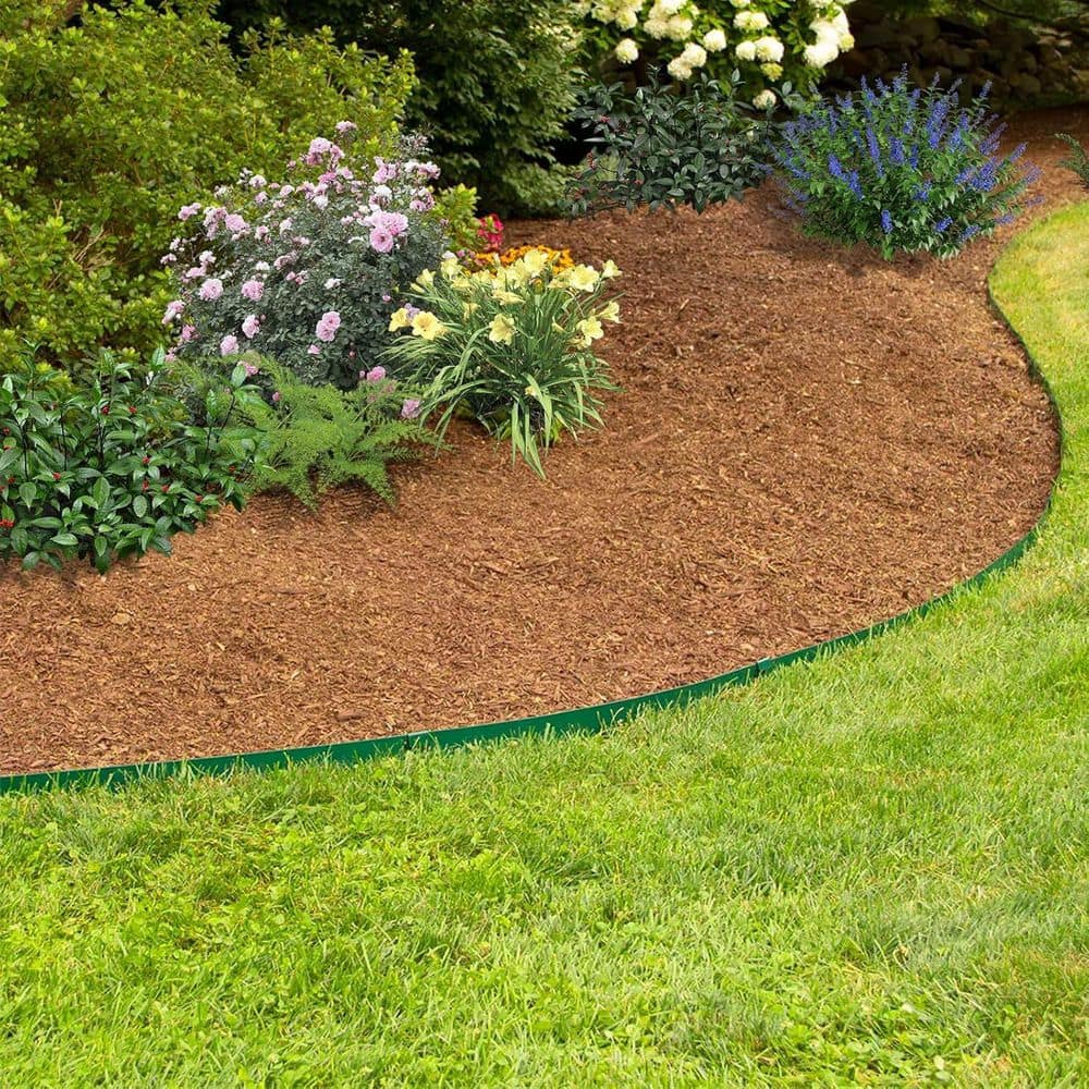 6-Pack 40 x 0.04 x 8 in. Galvanized Steel Garden Landscape Edging with 10 Stakes, Green - Hercitys