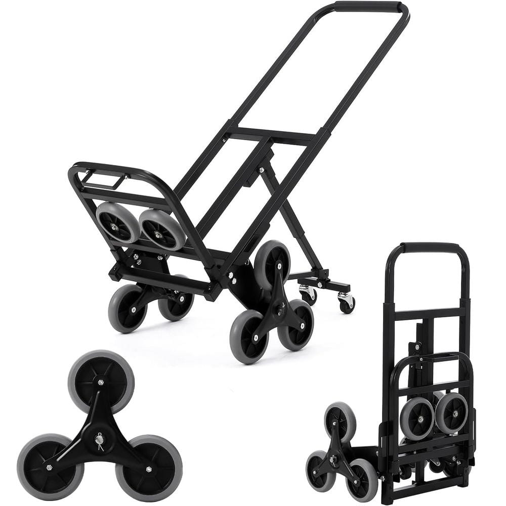 6 cu. ft. Heavy-Duty Foldable Hand Cart Dolly 375 lbs. Load Capacity Stair Climbing Hand Truck Steel Garden Cart - Hercitys