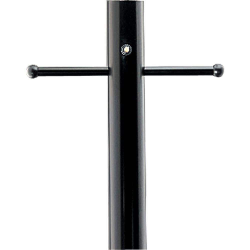 Outdoor 7 Foot Matte Black Aluminum Post with Ladder Rest and Photocell for use with Outdoor Lanterns - Hercitys