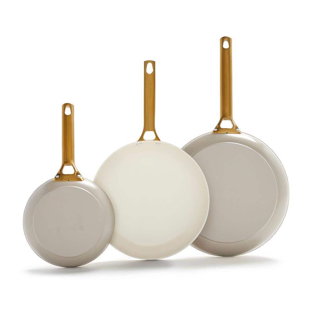 Reserve 3-Piece, 8 in., 10 in. and 12 in. Frypan Set in Taupe - Hercitys