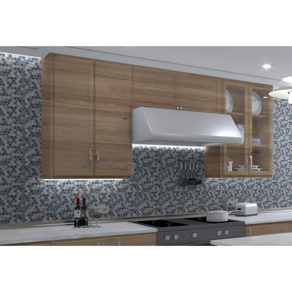 Trillion Peacock Tan/Blue/Green Glossy 11-1/2 in. x 11-13/16 in. Geometric Glass Mosaic Tile (5.66 sq. ft./Case) - Hercitys