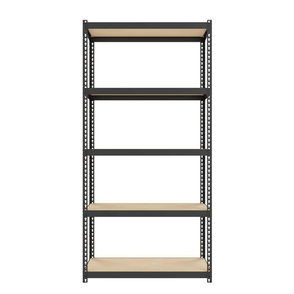 Riveted Garage Storage Shelving Unit, 5-Shelf Steel Black Unit 30 in. W x 60 in. H x 12 in. D - Hercitys