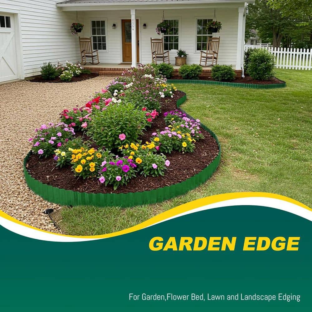 6 in. x 40 ft. Durable Corrugated Metal Edging Green Versatile Landscape Border for Gardens and Lawns - Hercitys