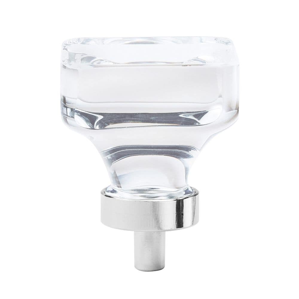 Glacio 1-3/8 in. (35mm) Modern Clear/Polished Chrome Square Cabinet Knob - Hercitys