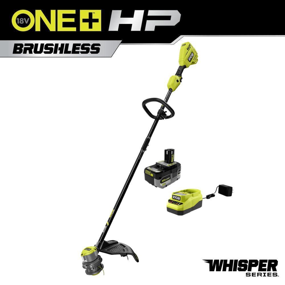 ONE+ HP 18V Brushless Whisper Series 15 in. Cordless Battery String Trimmer with 6.0 Ah Battery and Charger - Hercitys