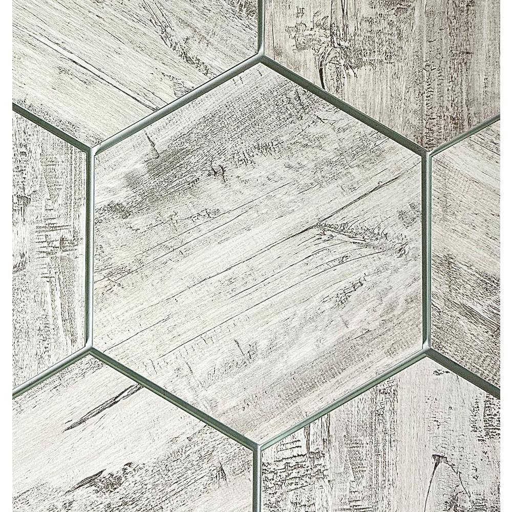 Nature Hexagon 8 in. x 8 in. Gray Wood Look Glass Wall Tile (7.2 Sq.Ft./Case) - Hercitys