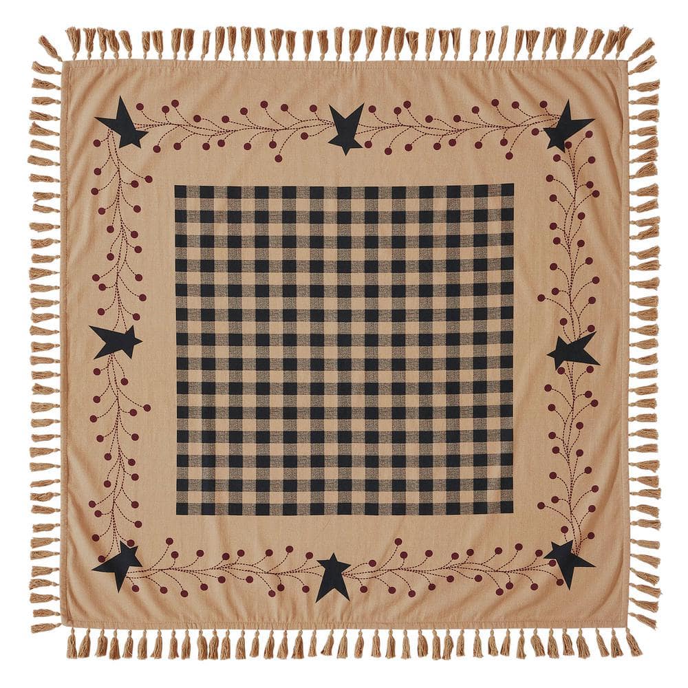 Pip Vinestar 40 in. W x 40 in. L Browns/Tan Checkered Floral Cotton Tablecloth Topper - Hercitys