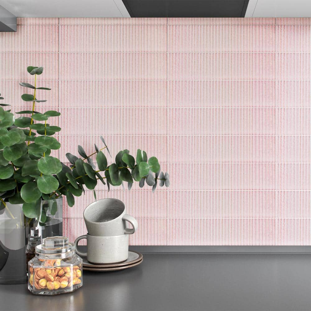 Soldeu Pink 2.95 in. x 11.81 in. Polished Ceramic Wall Tile (6.03 sq. ft./Case) - Hercitys
