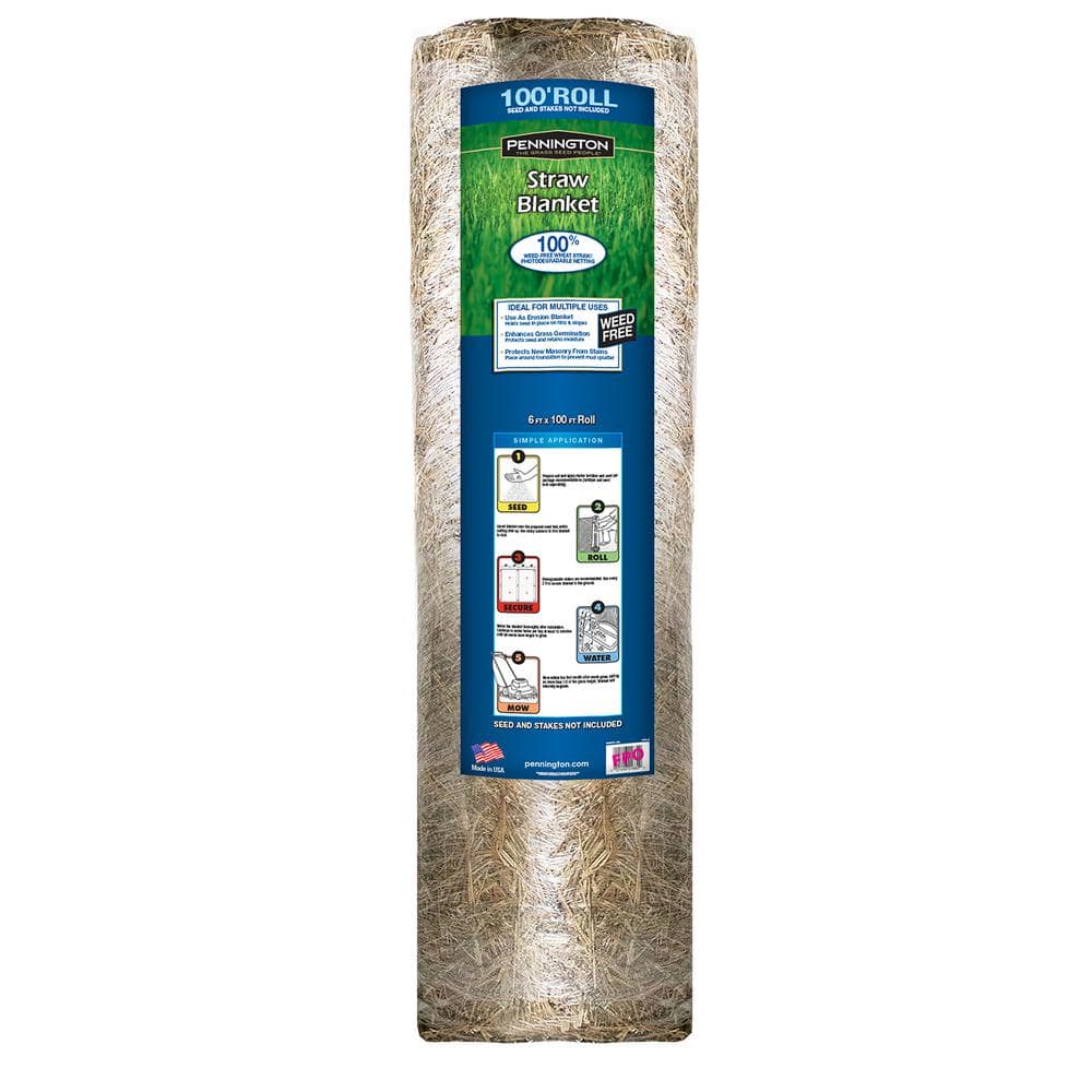 6 ft. W, 100 ft. L Wheat Straw Seed Germination Blanket for Lawn Erosion on Hills and Slopes Weed-Free - Hercitys